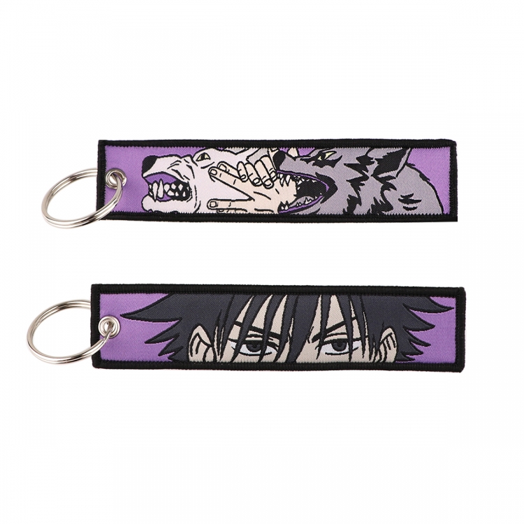 Jujutsu Kaisen Double sided color woven label keychain with thickened hanging rope 13x3cm 10G price for 5 pcs