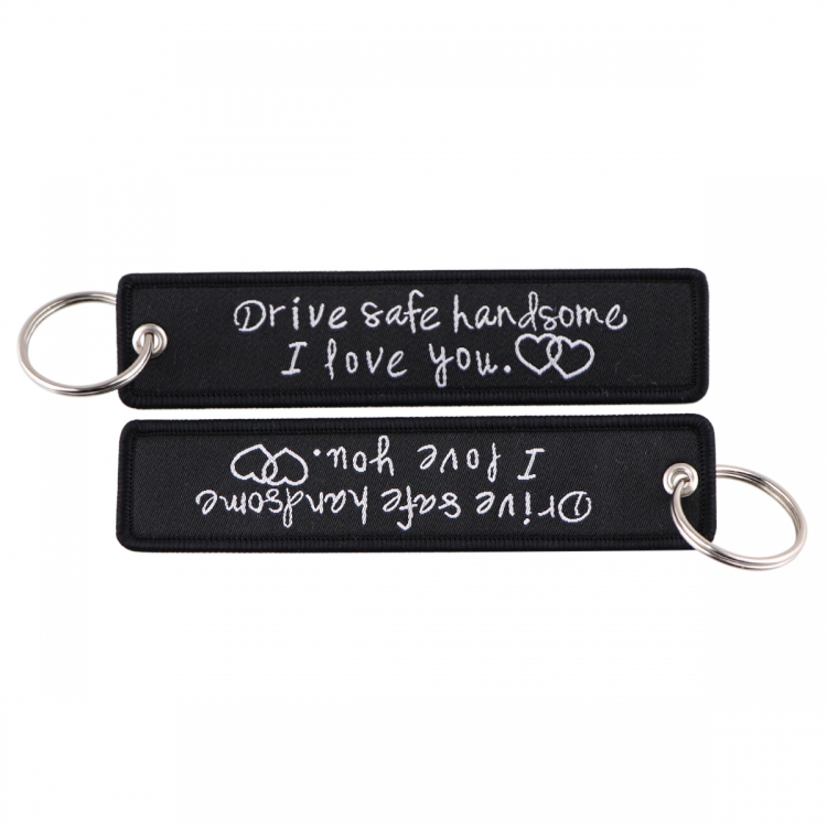 letter Double sided color woven label keychain with thickened hanging rope 13x3cm 10G price for 5 pcs