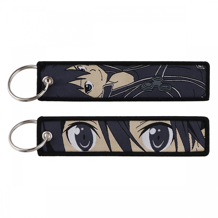 Sword Art Online Double sided color woven label keychain with thickened hanging rope 13x3cm 10G price for 5 pcs