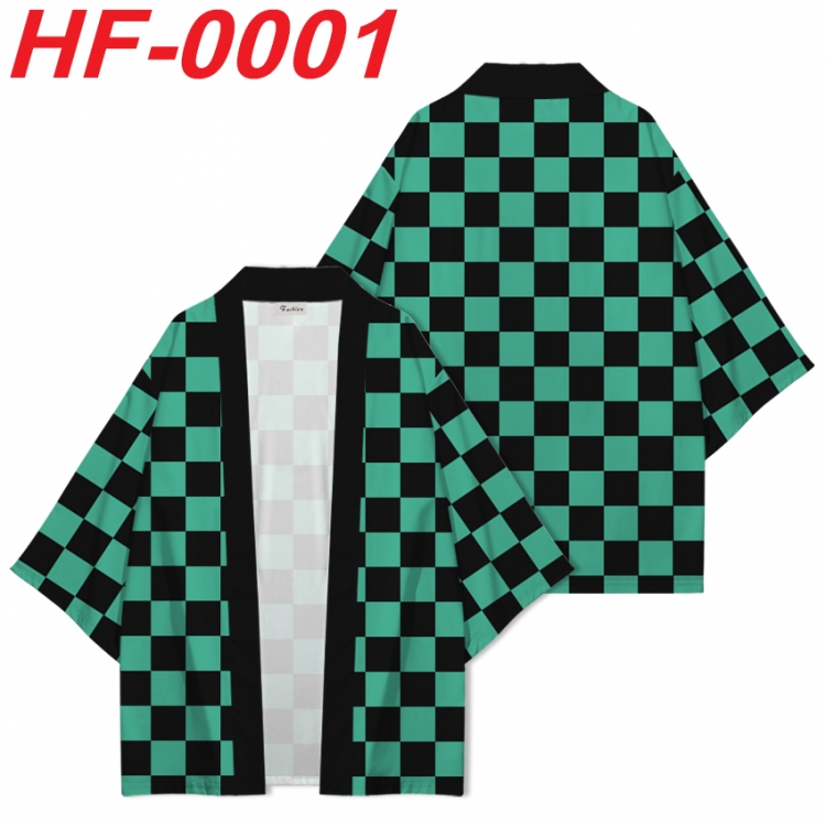 Demon Slayer Kimets Anime digital printed French velvet kimono top from S to 4XL HF-0001