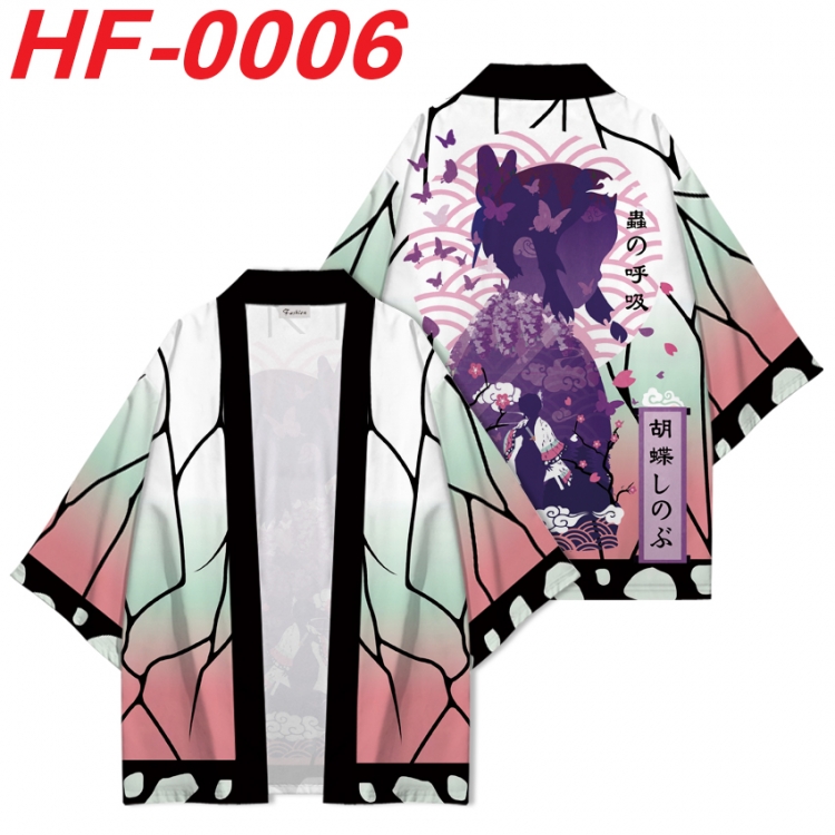 Demon Slayer Kimets Anime digital printed French velvet kimono top from S to 4XL  HF-0006