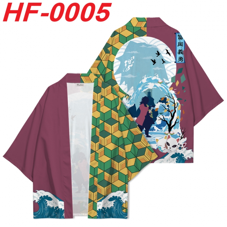 Demon Slayer Kimets Anime digital printed French velvet kimono top from S to 4XL HF-0005