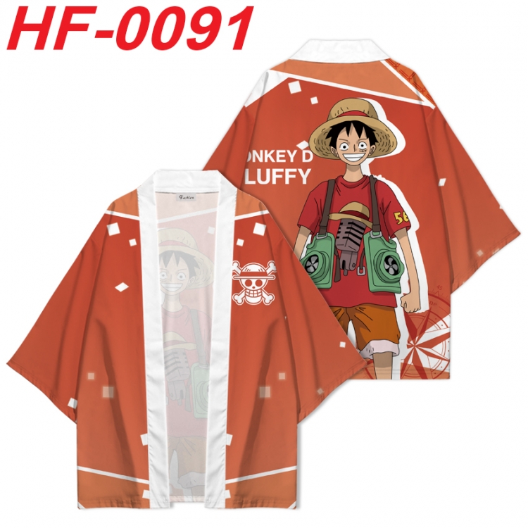 One Piece Anime digital printed French velvet kimono top from S to 4XL   HF-0091