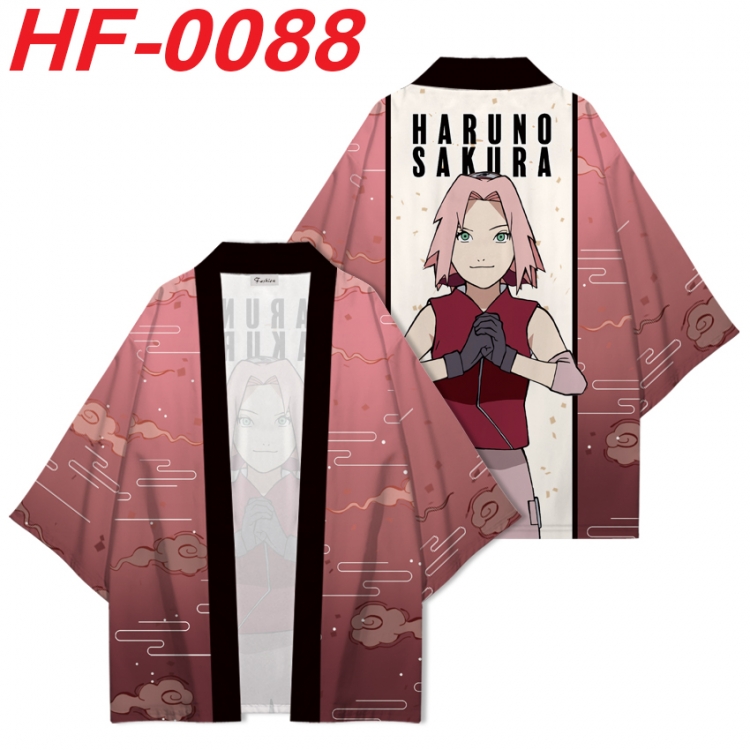 Naruto Anime digital printed French velvet kimono top from S to 4XL  HF-0088