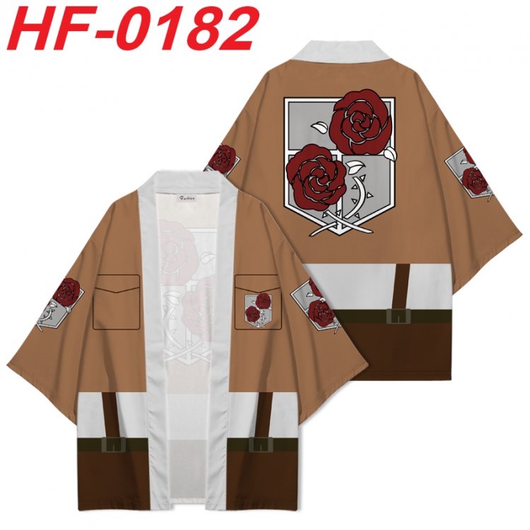 Shingeki no Kyojin Anime digital printed French velvet kimono top from S to 4XL HF-0182