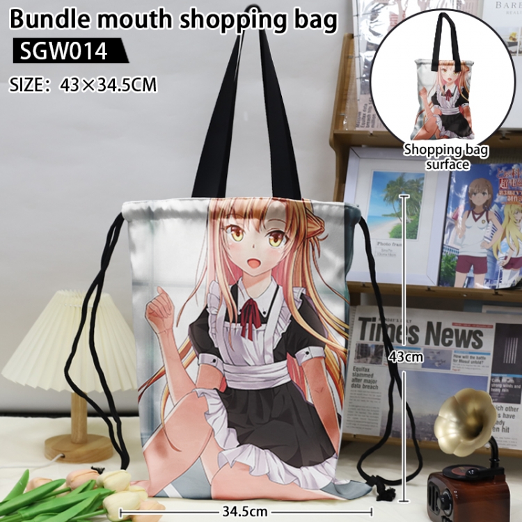 Sword Art Online Anime double-sided double-layer printed drawstring shopping bag 43X34.5cm (can be lifted and backed)