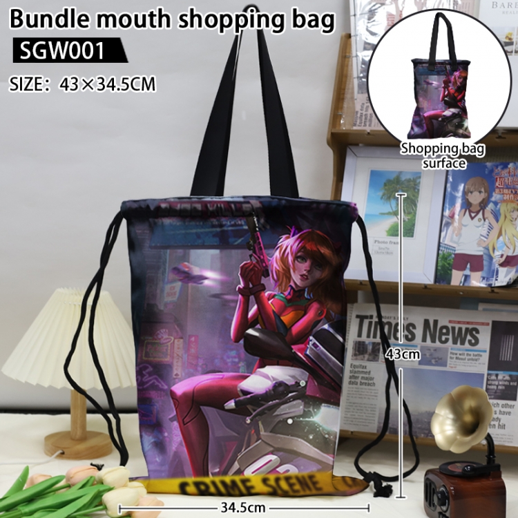 EVA Anime double-sided double-layer printed drawstring shopping bag 43X34.5cm (can be lifted and backed)