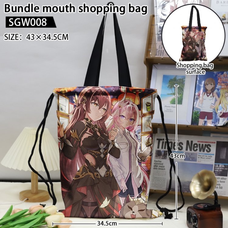 Collapse 3  Anime double-sided double-layer printed drawstring shopping bag 43X34.5cm (can be lifted and backed)