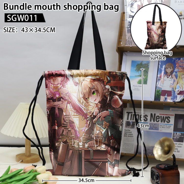 Honkai: Star Rail, Anime double-sided double-layer printed drawstring shopping bag 43X34.5cm (can be lifted and backed)