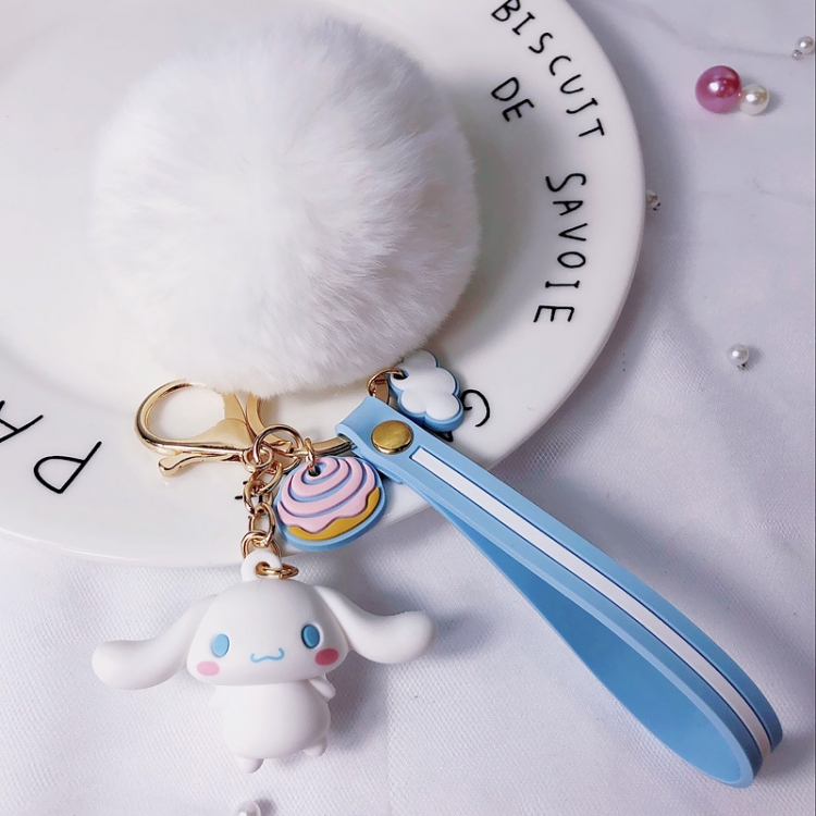 Cinnamoroll  Keychain creative bag DIY fur ball keychain pendant