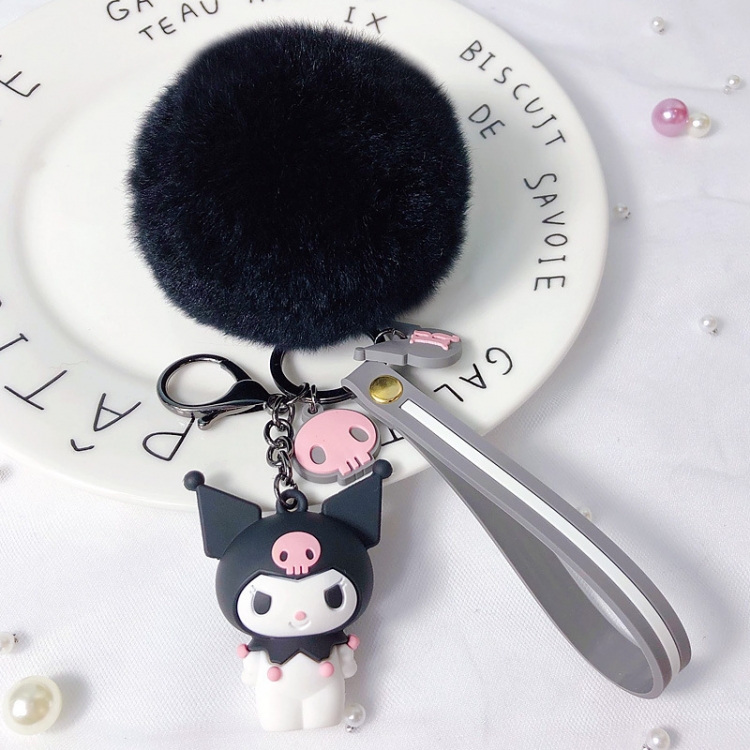 Kuromi Keychain creative bag DIY fur ball keychain pendant