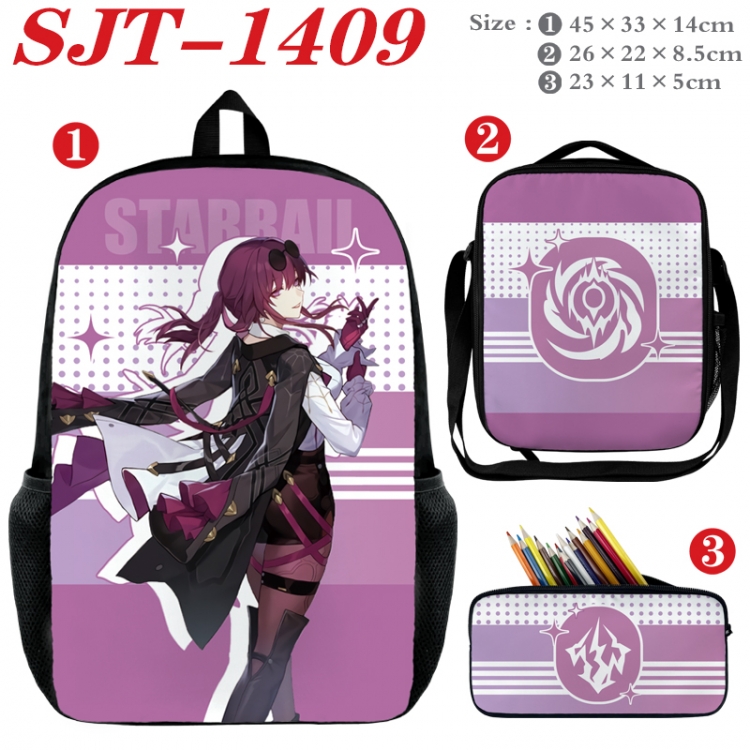 Honkai: Star Rail Anime nylon canvas backpack pencil case crossbody bag three piece set 45x33x14cm