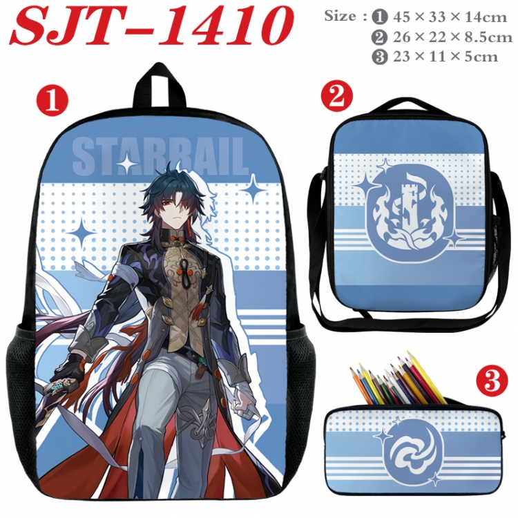 Honkai: Star Rail Anime nylon canvas backpack pencil case crossbody bag three piece set 45x33x14cm