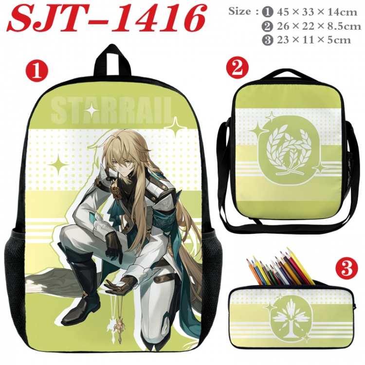 Honkai: Star Rail Anime nylon canvas backpack pencil case crossbody bag three piece set 45x33x14cm