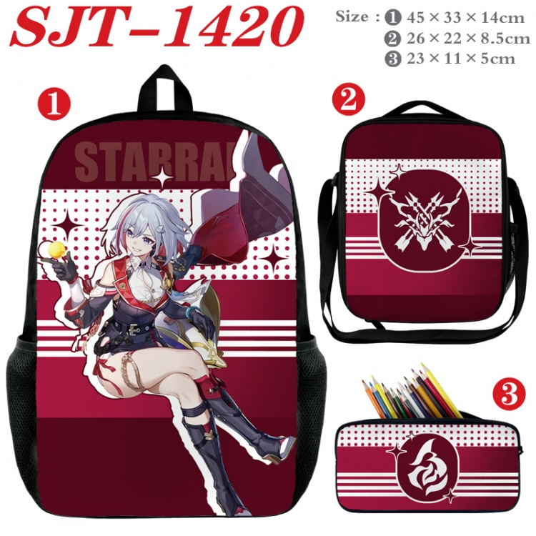 Honkai: Star Rail Anime nylon canvas backpack pencil case crossbody bag three piece set 45x33x14cm