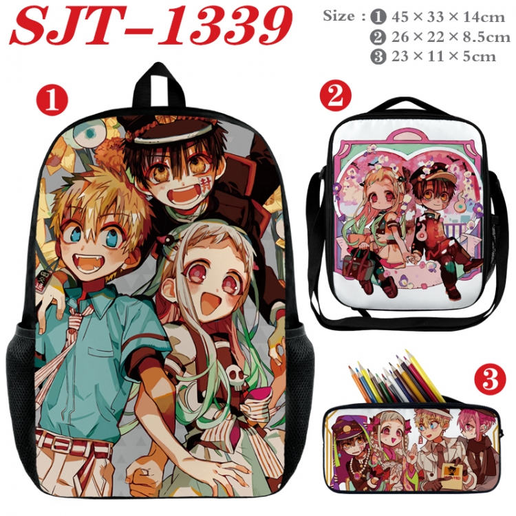 Toilet-bound Hanako-kun Anime nylon canvas backpack pencil case crossbody bag three piece set 45x33x14cm