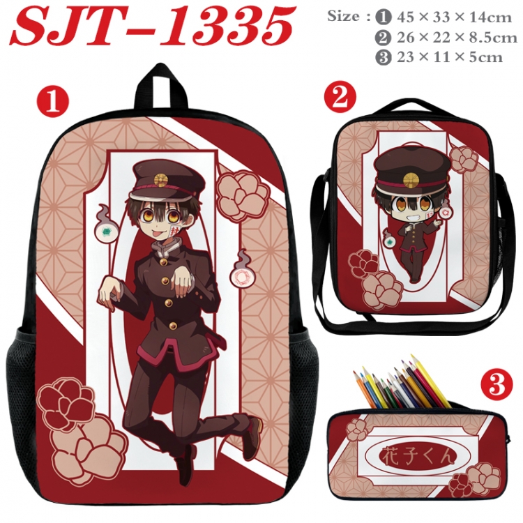 Toilet-bound Hanako-kun Anime nylon canvas backpack pencil case crossbody bag three piece set 45x33x14cm