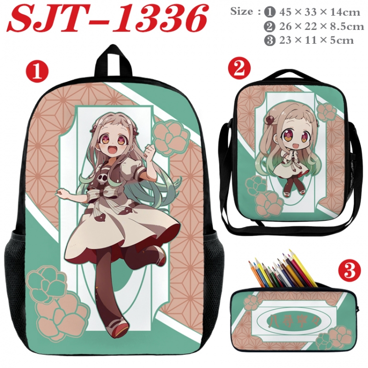 Toilet-bound Hanako-kun Anime nylon canvas backpack pencil case crossbody bag three piece set 45x33x14cm