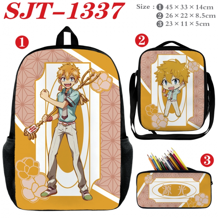 Toilet-bound Hanako-kun Anime nylon canvas backpack pencil case crossbody bag three piece set 45x33x14cm