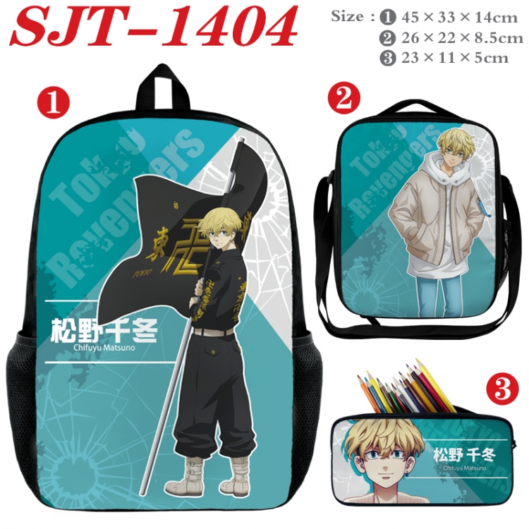 Tokyo Revengers Anime nylon canvas backpack pencil case crossbody bag three piece set 45x33x14cm