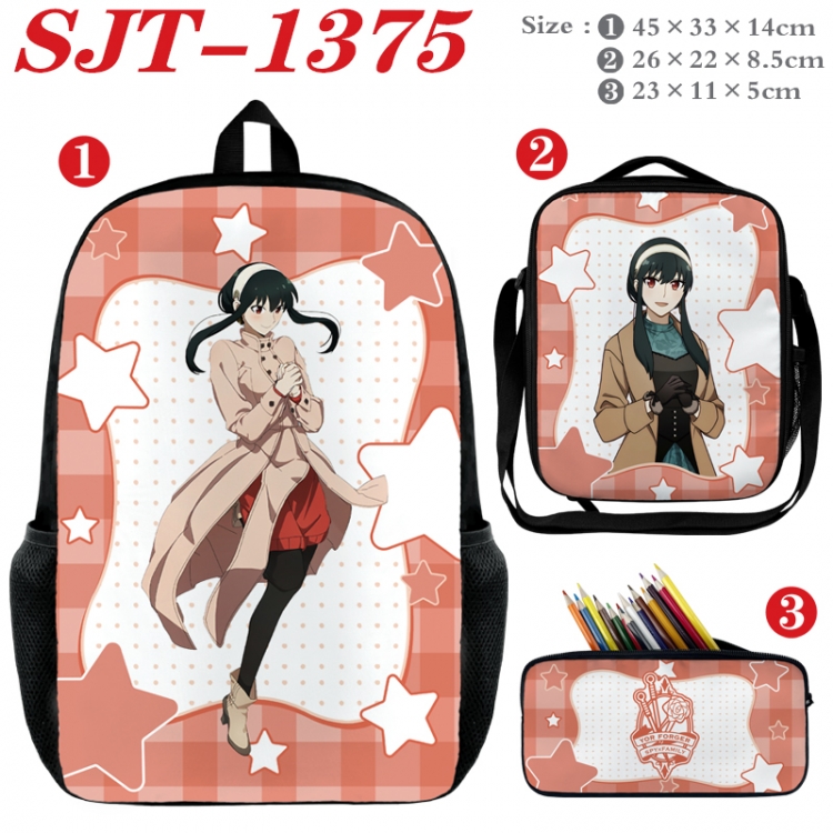 SPY×FAMILY Anime nylon canvas backpack pencil case crossbody bag three piece set 45x33x14cm