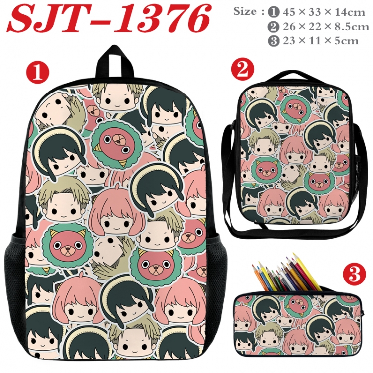 SPY×FAMILY Anime nylon canvas backpack pencil case crossbody bag three piece set 45x33x14cm