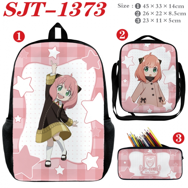 SPY×FAMILY Anime nylon canvas backpack pencil case crossbody bag three piece set 45x33x14cm