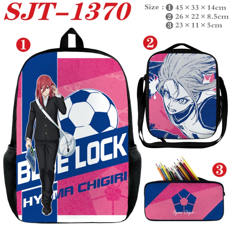 BLUE LOCK Anime nylon canvas backpack pencil case crossbody bag three piece set 45x33x14cm