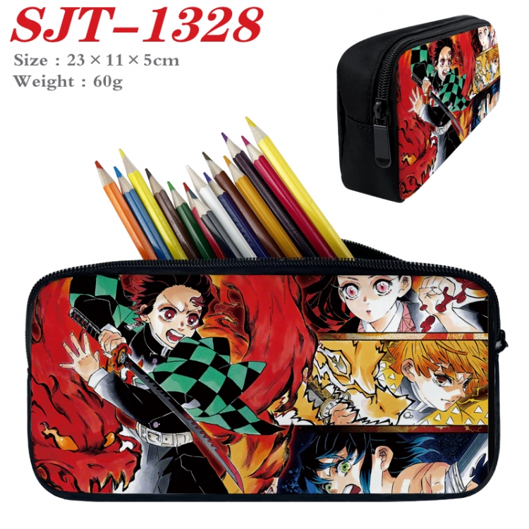 Demon Slayer Kimets  Anime nylon student pencil case 23x11x5cm 