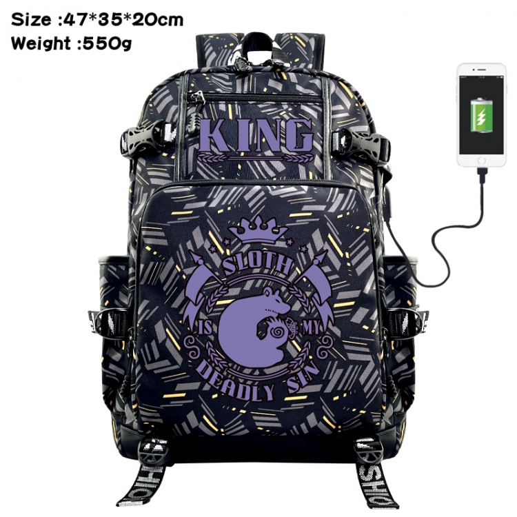 The Seven Deadly Sins Anime data cable camouflage print USB backpack schoolbag 47x35x20cm