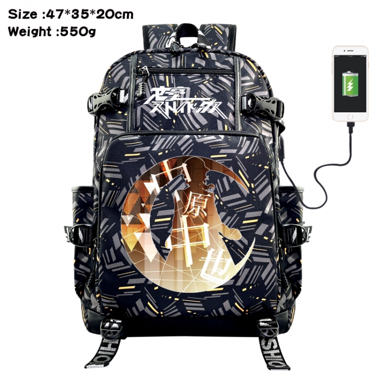 Bungo Stray Dogs Anime data cable camouflage print USB backpack schoolbag 47x35x20cm