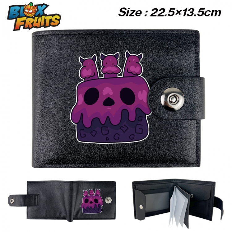 blox fruits Anime buckle black leather card page folding wallet 22.5X13.5cm