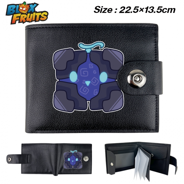 blox fruits Anime buckle black leather card page folding wallet 22.5X13.5cm