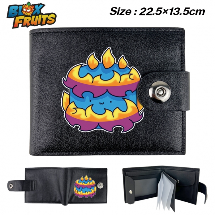 blox fruits Anime buckle black leather card page folding wallet 22.5X13.5cm