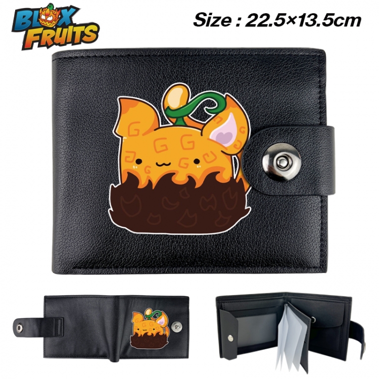 blox fruits Anime buckle black leather card page folding wallet 22.5X13.5cm