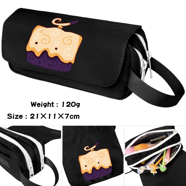 blox fruits Anime waterproof canvas portable double-layer pencil bag cosmetic bag 21x11x7cm
