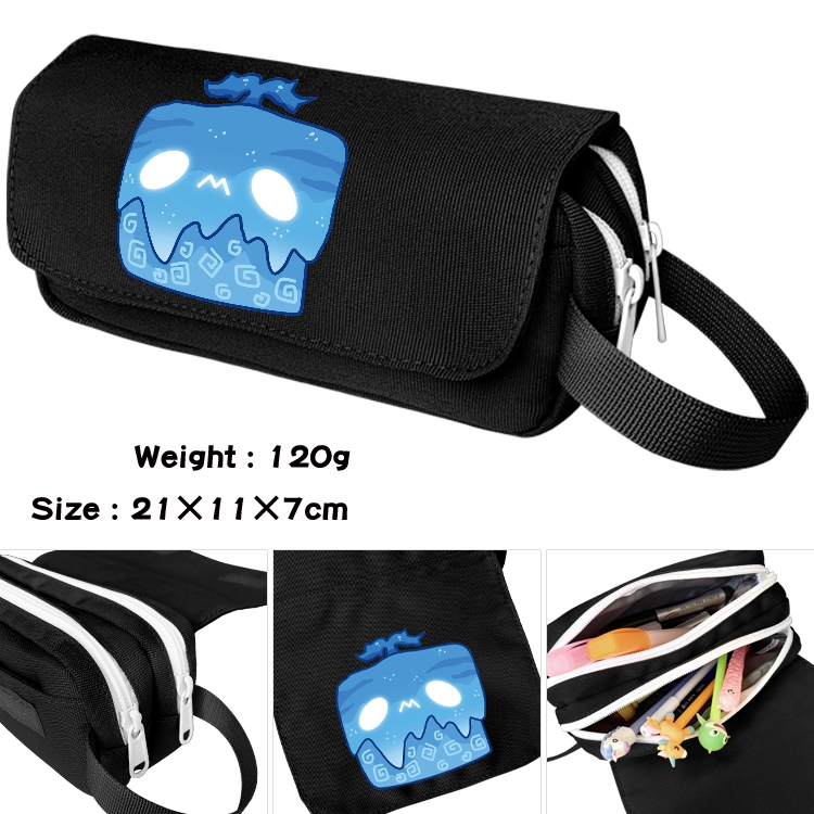 blox fruits Anime waterproof canvas portable double-layer pencil bag cosmetic bag 21x11x7cm