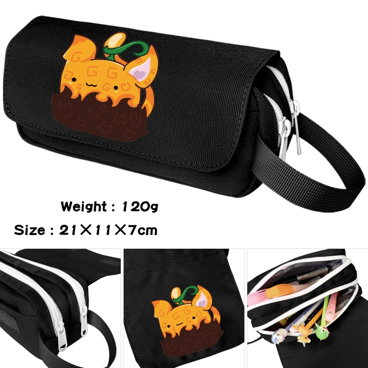 blox fruits Anime waterproof canvas portable double-layer pencil bag cosmetic bag 21x11x7cm