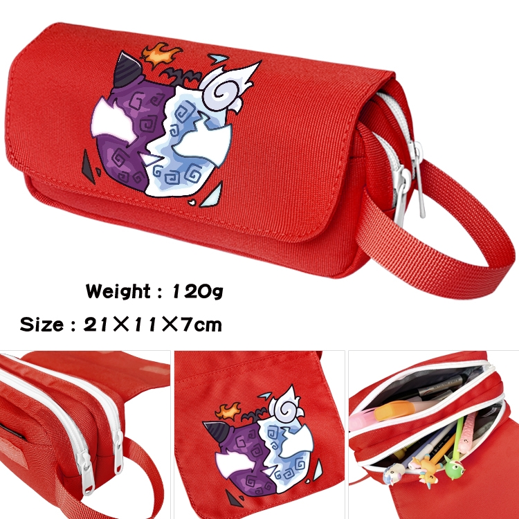 blox fruits Anime waterproof canvas portable double-layer pencil bag cosmetic bag 21x11x7cm