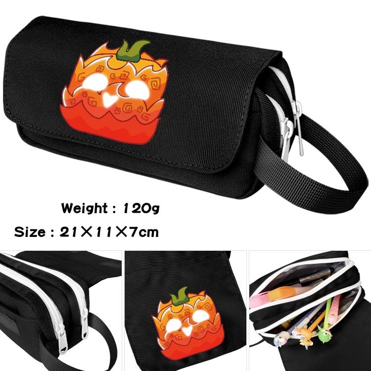 blox fruits Anime waterproof canvas portable double-layer pencil bag cosmetic bag 21x11x7cm