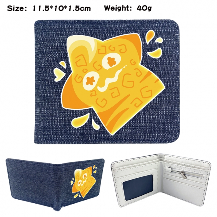 blox fruits Anime denim folding full-color wallet 11.5X10X1.5CM 