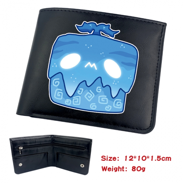 blox fruits Animation soft leather inner buckle black leather wallet 12X10X1.5CM