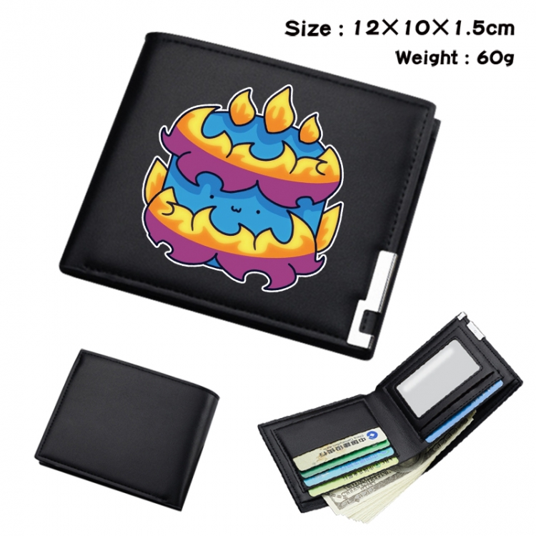 blox fruits Anime Full Color Black Leather Bifold Wallet 12x10x1.5cm