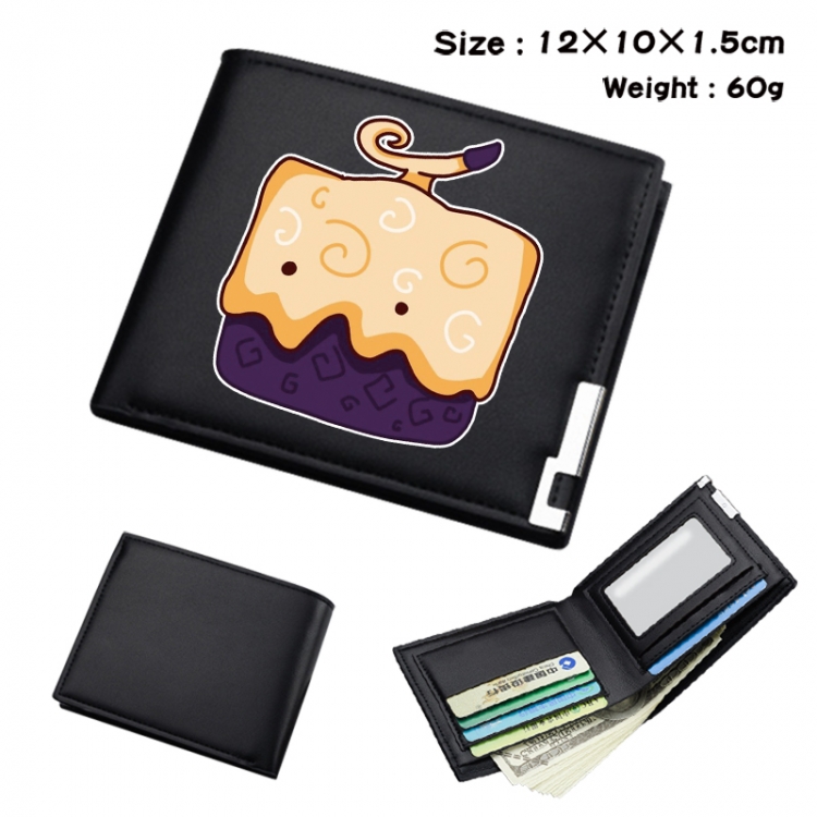 blox fruits Anime Full Color Black Leather Bifold Wallet 12x10x1.5cm