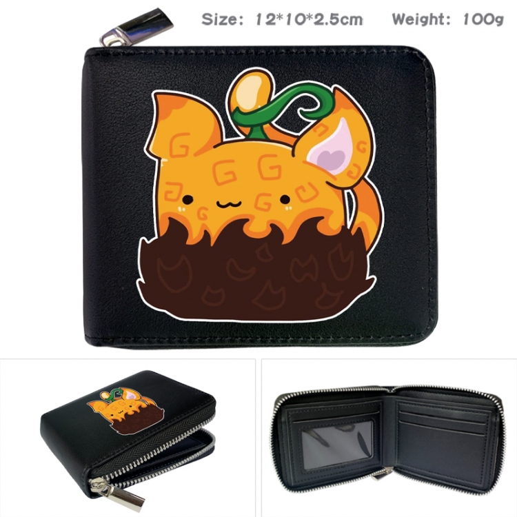 blox fruits Anime zipper black leather half-fold wallet 12X10X2.5CM 100G