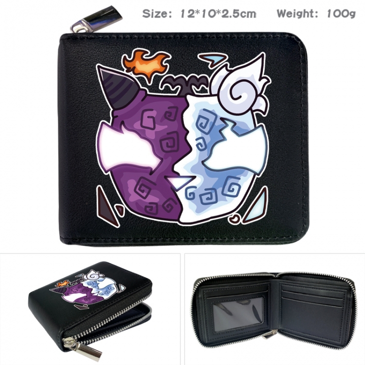 blox fruits Anime zipper black leather half-fold wallet 12X10X2.5CM 100G