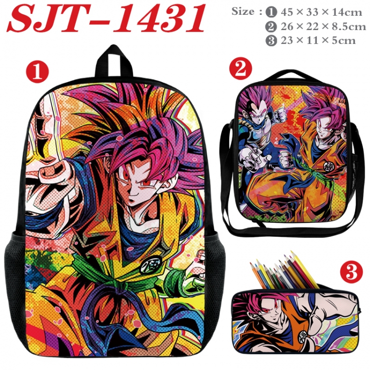 DRAGON BALL Anime nylon canvas backpack pencil case crossbody bag three piece set 45x33x14cm