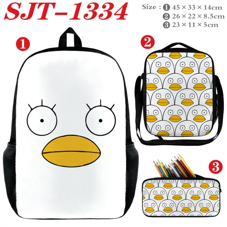 Gintama Anime nylon canvas backpack pencil case crossbody bag three piece set 45x33x14cm