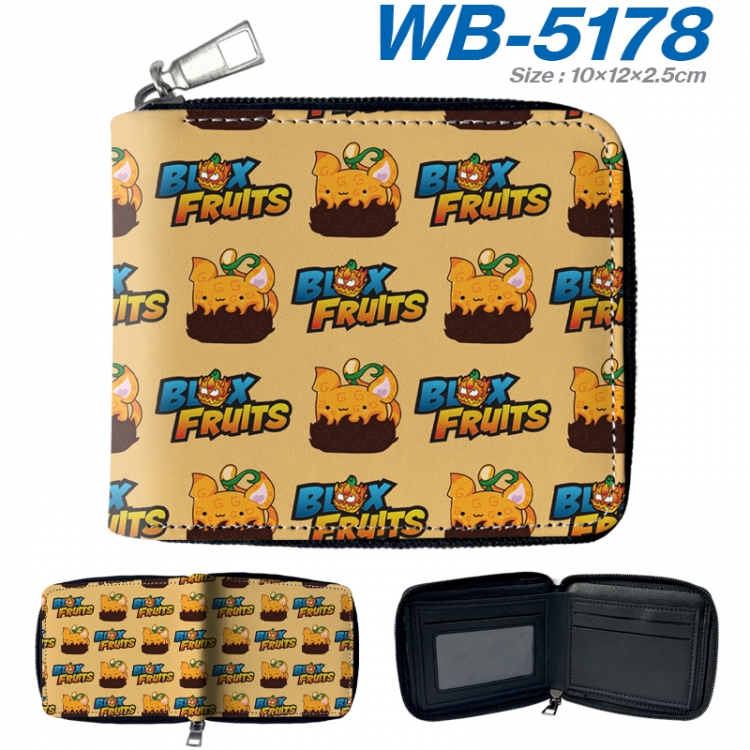 Blox Fruits Anime color short full zip folding wallet 10x12x2.5cm  WB-5178A