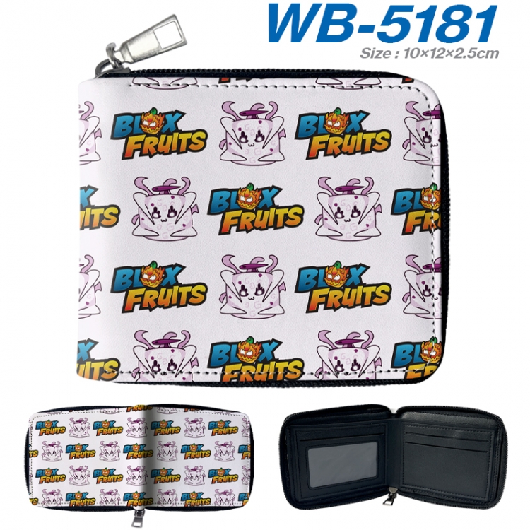 Blox Fruits Anime color short full zip folding wallet 10x12x2.5cm WB-5181A